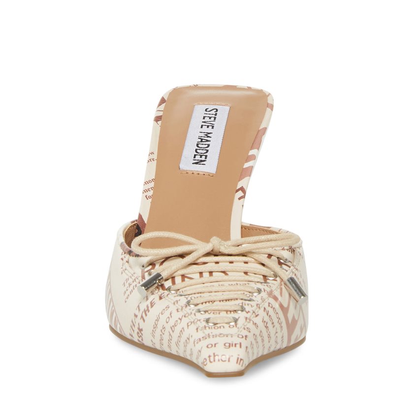 Mulas Steve Madden Brianne Newspaper Print Mujer Blancas | ES FQ814E